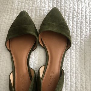 Green suede jcrew Dorsay flat 7m